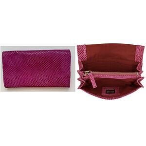 Latico Gio NEW Wallet Full-grain Leather Clutch Foil Pink Purple No Tags